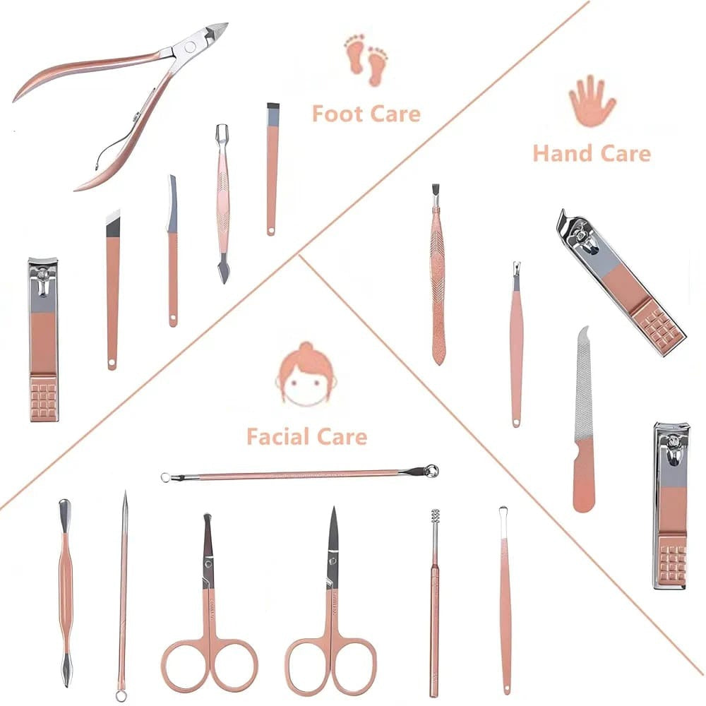 Manicure Set,18 In 1 Professional Women Grooming Kit
