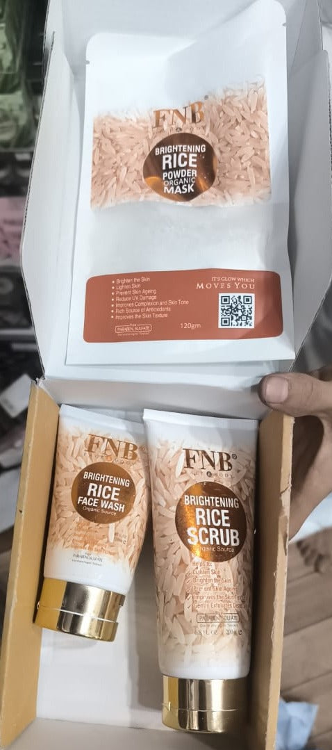 Fnb Rice [3 In 1] Whitening Brightening Glow Kit